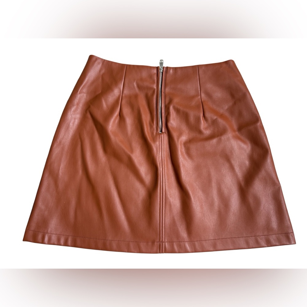 Maeve by Anthropologie - Faux Leather A-Line Mini Skirt - Small - Brown - NWT - Picture 3 of 5